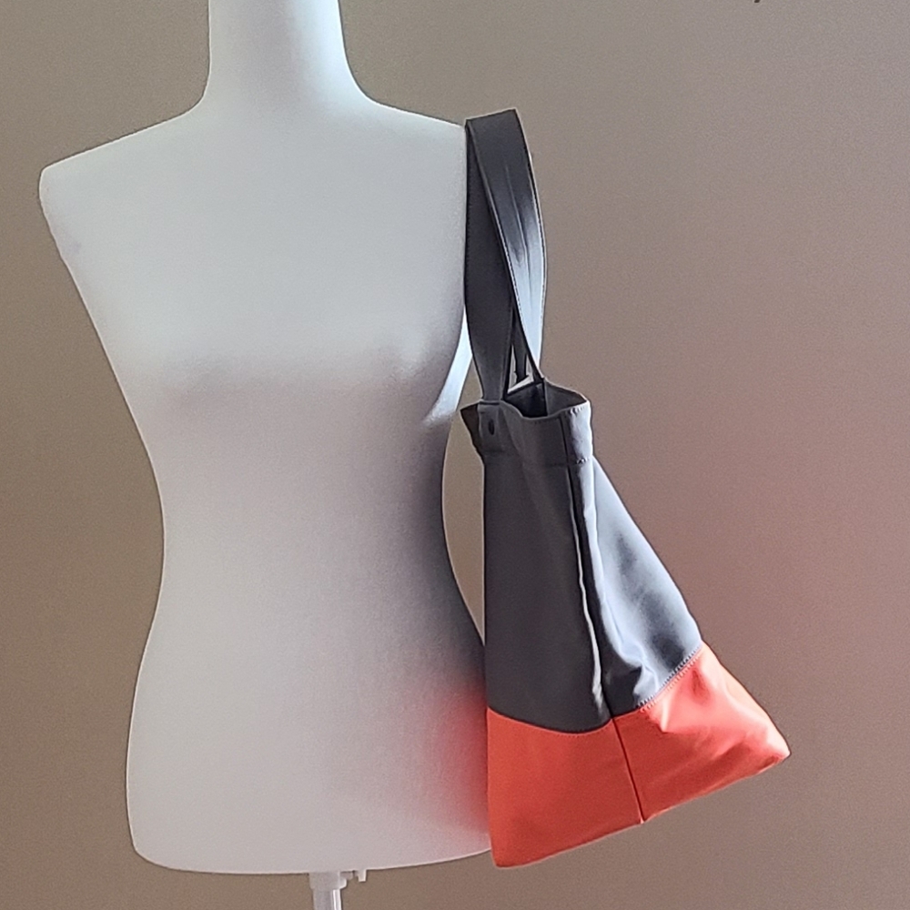 NWOT Neiman Marcus Stylish Gray and Orange Women's Packable Tote Bag